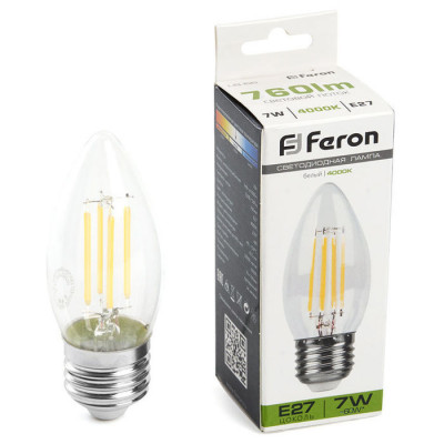 Лампа светодиодная, (7W) 230V E27 4000K, LB-66, Feron 38271