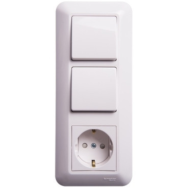 ПРИМА С/У БЛОК: РОЗЕТКА с зазем.+ ВЫКЛ.1-клав.+ ВЫКЛ 1-клав, БЕЛЫЙ,розн.уп.Рос