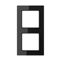 Рамка для вертикальной и горизонтальной установки, 2 поста; стекло; черный; A CREATION, AC582GLSW