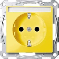 SM Розетка cо шторк., полем для надписи 2К+З 16А 250В~, жёлтая SM Розетка cо шторк., полем для надписи 2К+З 16А 250В~, жёлтая