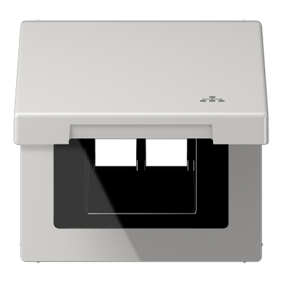 Накладка и крышка для двойных UAE розеток с символом "сеть"; термопласт; светло-серый, LS990BFKLLANLG