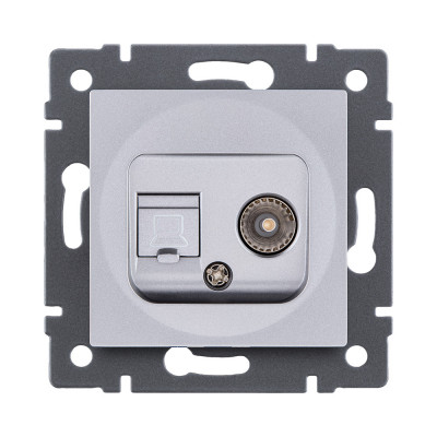 Розетка двойная TV (мама) + RJ45 Cat.6, серый Kollinger REA-021GY для Aspekt, Eleganz, Reflex