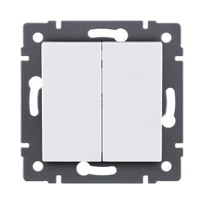 Выключатель 2-клавишный 10А/250В, белый Kollinger REA-S-007WH для Aspekt, Eleganz, Reflex