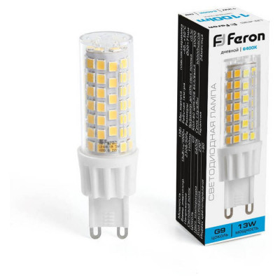 Лампа светодиодная, (13W) 230V G9 6400K JCD, LB-436, Feron 38154