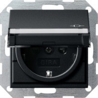 2762005 Gira Вставка розетки с крышкой, с затвором (shutter) и символом и полем для надписи 2762005 Gira Вставка розетки с крышкой, с затвором (shutter) и символом и полем для надписи