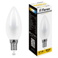 Лампа светодиодная, (9W) 230V E14 2700K матовая LB-73, Feron 25955