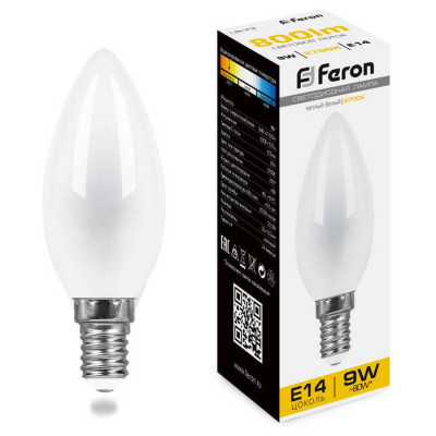 Лампа светодиодная, (9W) 230V E14 2700K матовая LB-73, Feron 25955