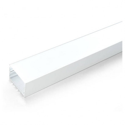 Профиль алюминиевый "Линии света" накладной, белый, CAB257 с матовым экраном, 2 заглушками, 4 крепежами в комплекте, Feron 10373