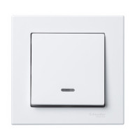 Выключатель 1-клавишный, с подсветкой, Цвет - полярно-белый,  серия M-Plan