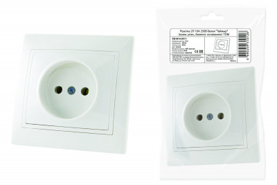Розетка 2П 10А 250В белая "Таймыр" (пром. упак., бакелит. основание) TDM Electric, SQ1814-0511