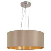 31607 Подвес MASERLO, 3х60W (E27), ?530, никель мат./текстиль, серо-коричневый, золотой