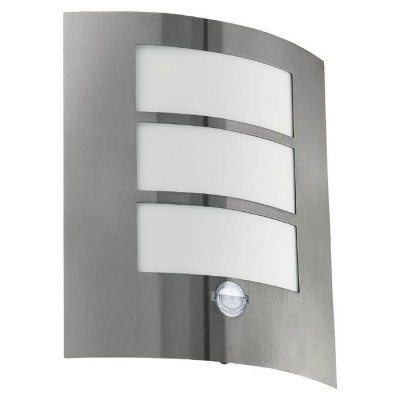 88142 Уличный светильник настенный CITY с датч. движения, 1х60W(E27), нерж. сталь/пластик