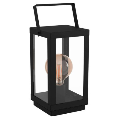 Eglo 43623 Настольная лампа BRADFORD 1, 1Х60W, E27, L165, B150, H370, сталь/стекло, черный/прозрачный