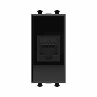 DKC Компьютерная розетка RJ-45 без шторки модульная, кат.6А, "Avanti", "Черный квадрат", 1 модуль