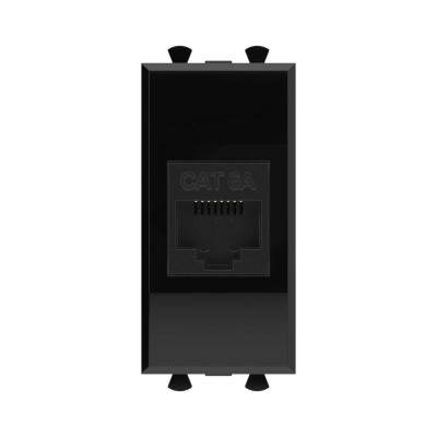 DKC Компьютерная розетка RJ-45 без шторки модульная, кат.6А, "Avanti", "Черный квадрат", 1 модуль