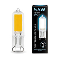 Лампа Gauss G9 AC220-240V 5.5W 500lm 4100K стекло LED 1/10/200, 107809205