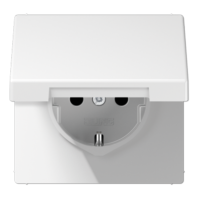 Штепсельная розетка SCHUKO 16А / 250В с защитными шторками, с подпружиненной откидной крышкой, пружинные зажимы; дюропласт; белый; LS990, LS1520KIKLWW
