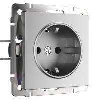 Werkel W1171165/ Розетка с заземлением и шторками (серебряный матовый), a063613