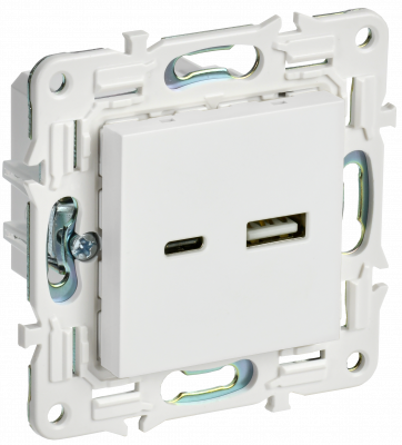 SKANDY Роз. USB A+C 3,1А SK-R14W арк. бел. IEK, SK-U22-D31-K01