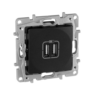 672694 - Зарядное устройство USB тип А / тип А - Legrand Etika - 3000мА 15Вт - антрацит, Legrand