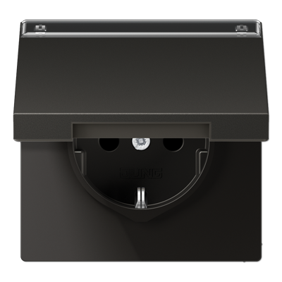 Штепсельная розетка SCHUKO 16A 250V~ с полем для надписи и откидной крышкой; антрацит, AL1520NAKLAN
