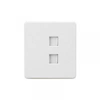 Розетка ROUND компьютерная двойная RJ45+RJ45 кат6 с/у перламутр KRANZ, KR-78-0725-1