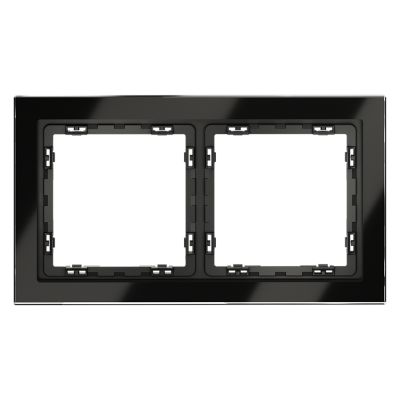 Рамка стеклянная VOLTUM S70 на 2 поста, (черный,стекло), VLS110208