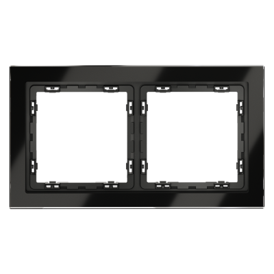 Рамка стеклянная VOLTUM S70 на 2 поста, (черный,стекло), VLS110208