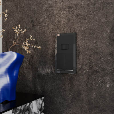 Рамка стеклянная VOLTUM S70 на 2 поста, (черный,стекло), VLS110208