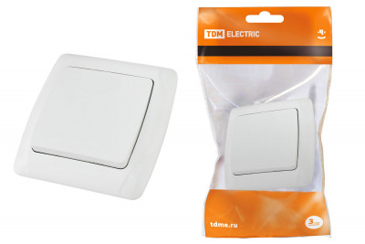 Выключатель 1 кл. 10А белый "Онега" TDM Electric, SQ1805-0001