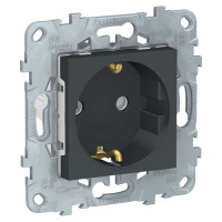 Unica New Розетка 2К+З со шторками, винт. зажим, 16 А, 250 В, антрацит Unica New Розетка 2К+З со шторками, винт. зажим, 16 А, 250 В, антрацит