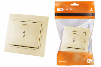 Выключатель на 2 направления 1 кл. с подсветкой 10А сл. кость "Таймыр" TDM Electric, SQ1814-0108