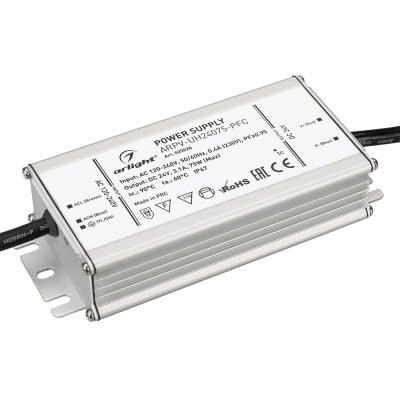 Блок питания ARPV-UH24075-PFC (24V, 3.1A, 75W) (Arlight, IP67 Металл, 7 лет), 025028