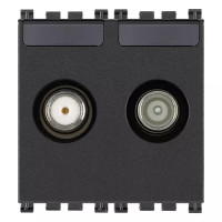 Vimar Розетка TV-RD-SAT проходная с 2 выходами, серая, 19302.10