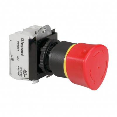 Кнопка с грибовидным толкателем ? 40 - Osmoz - в сборе - возврат-поворот - авар. отключение - EN 418 - красный
