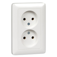 ХИТ С/У РОЗЕТКА двойная без заземления без шторок 16А, 250В, БЕЛЫЙ. Россия