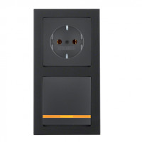 Berker Выключатель 1-клавишный с розеткой 2к+з, матовый антрацит,  серия Q.3