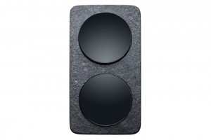 Berker Выключатель 1-клавишный + 1-клавишный, глянцевый черный/натуральный сланец, серия R.1