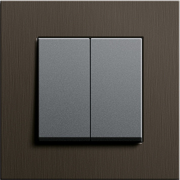 Gira Выключатель 2-клавишный, матовый антрацит - коричневый алюминий, серия Esprit