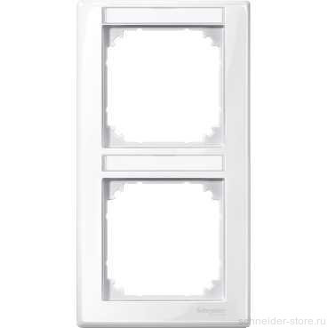 M-Smart Рамка 2-ная вертик. с полем для надписи, бел.