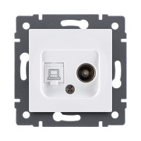 Розетка двойная TV (мама) + RJ45 Cat.6, белый Kollinger REA-021WH для Aspekt, Eleganz, Reflex