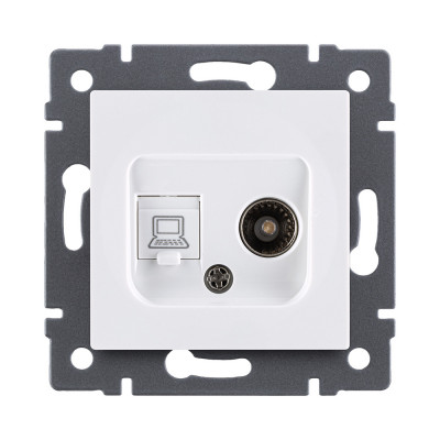 Розетка двойная TV (мама) + RJ45 Cat.6, белый Kollinger REA-021WH для Aspekt, Eleganz, Reflex
