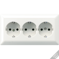 Штепсельная розетка SCHUKO 16A 250V~ тройная, полная плата; слоновая кость, AS523