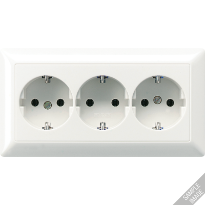 Штепсельная розетка SCHUKO 16A 250V~ тройная, полная плата; слоновая кость, AS523