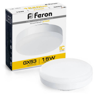 Лампа cветодиодная, (15W) 230V GX53 2700K, LB-454, Feron 25834