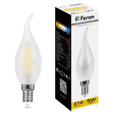 Лампа светодиодная, (9W) 230V E14 2700K матовая, LB-74, Feron 25959