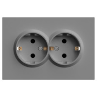 Feron Розетка 2-местная с защитной шторкой с/з, 250В, 16А, серия Эмили, RST16-5114-10, платиново-серый, soft touch, 49960, STEKKER