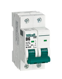 DEKraft Авт. выкл. без теплозащиты 2P 6А х-ка D 6кА ВА-103M