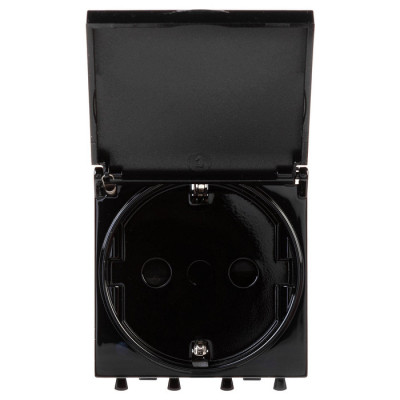 4402012 - ДКС Розетка с крышкой модульная, 2P+E, с з/ш, "Avanti", "Черный квадрат", 2модуля