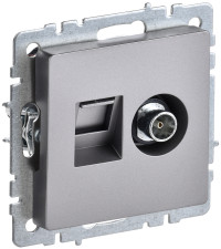 BRITE Роз. двойная TV+RJ45 кат.5E РТВ/РК12-БрС сталь IEK, BR-AK20-1-K46